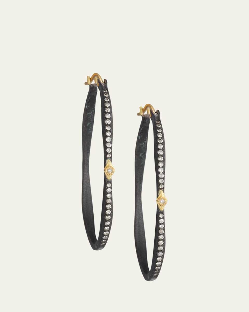 Old World Pave Diamond Side Hoop Earrings